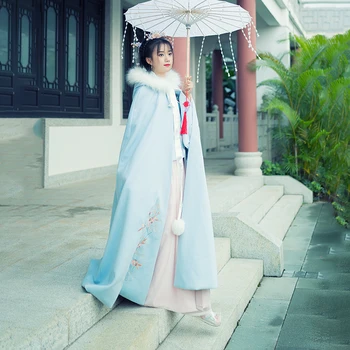 Tradiční čínské Dynastie Tchang Starověké Princezna Plášť pro Ženy, Výšivky Plášť Hanfu Kabát Vintage Víla s Kapucí Pláštěnky