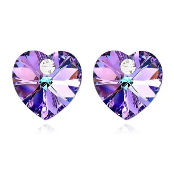 13 Barvy Skutečné Srdce Krystaly Od Swarovski Náušnice Pro Ženy, Romantické Svatební Náušnice Šperky Příslušenství Dárek