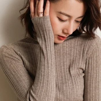 Vysoce kvalitní svetr ženy svetr rolák dámská zimní kašmírový svetr solid knit svetr na podzim módní svetr