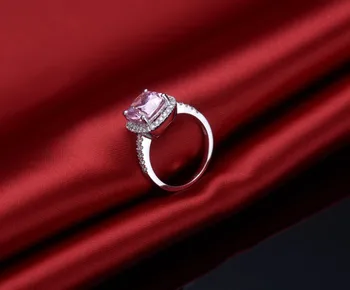 1 CT Bílé Zlato 585 Růžový Polštář Vyjmout Prováděné Diamantový Zásnubní Prsten Pro Ženy Jemné Svatební Šperky