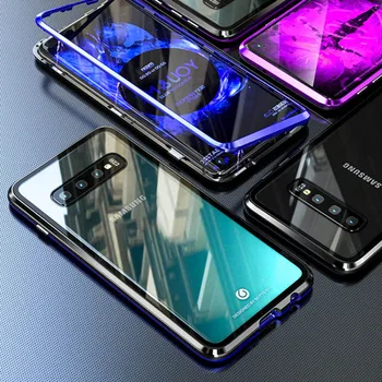 Pro Samsung Poznámka 20 Ultra 360 Magnetické Kovové Pouzdro Na Samsung Note 8 9 10 S20 Ultra S10 S9 S8 Plus S10e M31 Tvrzené Sklo Pokrývá