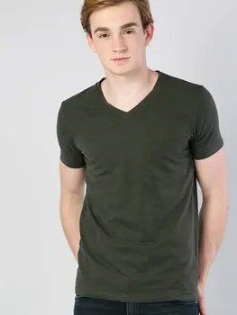 Colins Muži Slim Fit Zelené Krátké SleeveTshirtMen je Tričko Fashion Muž, Trička ,CLTKTMTSH0240850