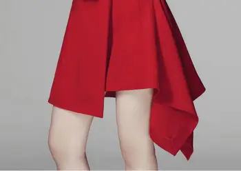 Dámy Nepravidelné Design Červená Party Šaty 2019 Letní Elegantní Ženy Pevné Bez Rukávů Úřadu Práce Tank Sako Šaty Pro Dívky