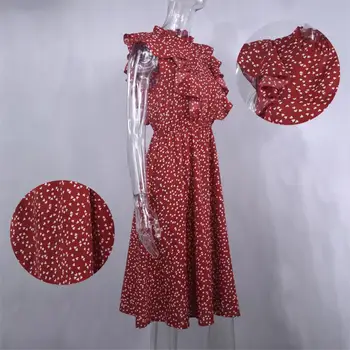 Šifon Šaty Ženy Elegantní Letní Květinové Prohrábnout Šití Tank Kolena Letní Šaty Ležérní Vybavená Oblečení 2020 Červené Šaty Pro Ženy