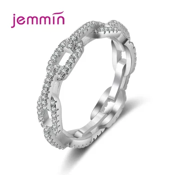 Šumivé Jasné Zirkon Ring 925 Sterling Silver Hollow Out Uzel Prsten pro Ženy Nastavitelný Volný Velikost Prstenu Originální Šperky