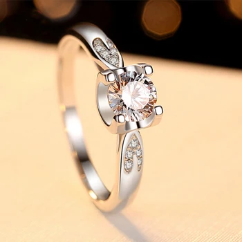 Luomansi ve tvaru inlay 0.5 ct Moissanite Prsten Pro Ženy Pevné 925 Sterling Stříbro Snubní prsten Šperky Dárek