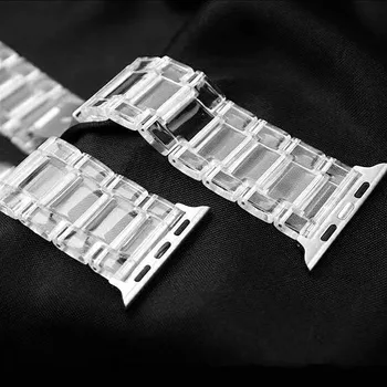 Plně Transparentní Plastový Popruh pro Apple Watch Band 44 mm 40 mm 38 mm 42 mm Jasné, Elegantní Náramek pro iWatch Série 6/5/4/3/2/SE