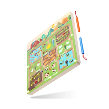 Dřevěné Magnetické Bludiště Puzzle, Interaktivní Hračky Farma Téma Magnet Korálky Bludiště, Děti, Vzdělávací Řemeslníci Puzzle Hračky