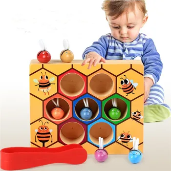 Děti Interaktivní Včelí Úl Hry Palubě Legrační Hračka Dárek Montessori Vzdělávací Pracovité Včeličky Děti, Dřevěné Hračky