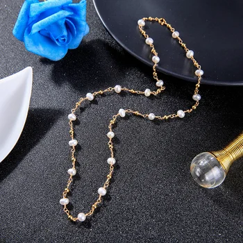 Kissme Barokní Skutečné Čerstvé Vody Pearl Základní Náhrdelníky Pro Ženy, Zlatá Barva Mosaz CCB Řetězce Odpovídající Nové Přívěsky Módní Šperky