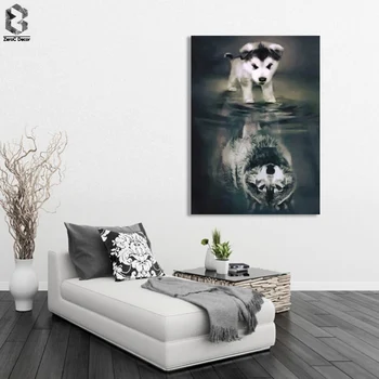 Pes, Vlk, Plátno Obraz, Obrázek Obrázek Wall Art Obraz Abstraktní Fantastický Obraz, Plakát a tisk pro Obývací Pokoj Domácí Dekor