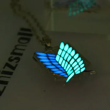 Útok na Titan zářící Náhrdelník Přívěsky Wings Of Liberty Scout Pluku Řetěz Módní Šperky záře v TMAVÉ náhrdelník