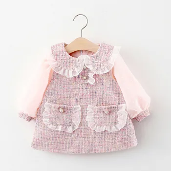 2020 Podzimní kojenecká dívky šaty princezny oblečení pro party, klasické módní lucerna rukáv zip oblečení
