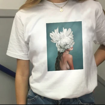 Letní nové estetické T-shirt sexy květinové tisk Harajuku košile s krátkým rukávem T-shirt, módní ležérní dámské T-shirt topy