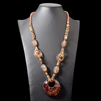 UDDEIN Bohémský náhrdelník ženy korálky bib vintage robustní řetěz prohlášení dlouhý náhrdelník & přívěsek květina tisk kulatý límec gem