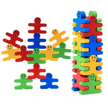 Hot Prodej 16pcs/set Baby Hračky Vzdělávací rovnováhu darebák bloky hračky, Kreslené barevné Vyvážení Bloky Dřevěné Hračky pro Děti