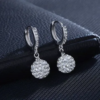 NEHZY 925 Sterling Silver Nové Ženy Módní Šperky Vysoká Kvalita Retro Jednoduché Shambhala Crystal Zirkony Kulaté Náušnice 10MM