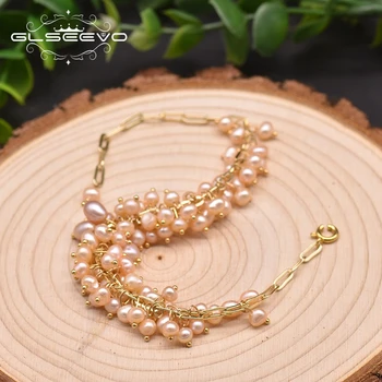 GLSEEVO Přírodní Růžová Perla Temperament Nastavitelný Náramek Pro Ženy Zásnubní Dary Kouzlo korejské Luxusní Jemné Šperky GB0944