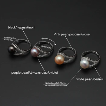 Přírodní Perla Prsteny pro Ženy weddiing prsten, nastavitelný,bílý, skutečný perlový prsten stříbro 925 šperky dívka Dárek k Narozeninám