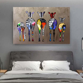 Abstraktní Zebra Malířské Plátno Barevné Zvířat Wall Art Dekorace Pokoje Plakáty a Tisky, Obrázky Zvířat Na Zeď v Obývacím Pokoji