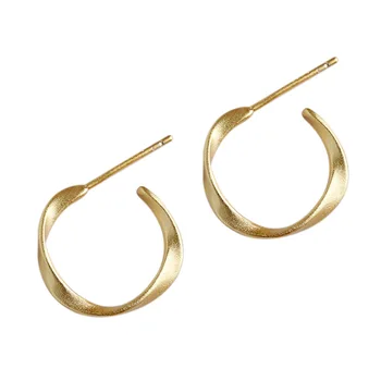 Předsádce Zlaté Mobius kruhu Twist Náušnice Pro Ženy 2018 Nový Trend 925 Sterling Silver Módní Party Šperky
