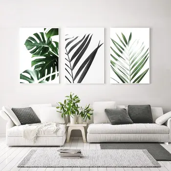 Tropický List, Tisk Plakátů, Monstera List Palm Malířské Plátno Zelené Listy Wall Art Obývací Pokoj Dekorace Obrázky na Zeď