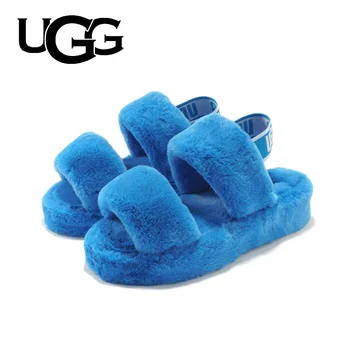 UGG Papuče Sandály Módní Kožešiny Doma Přezůvky Ženy Platformy Plyšové Krytý Módní Chlupaté Boty