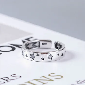 Předsádce 925 Sterling Silver Osobnost Hvězdy, otevřené Kroužky Pro Ženy Vysoká Kvalita Módní Šperky Femme