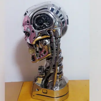 Replika Pryskyřice Terminátor T800 Měřítku 1:1 Lebku Endoskeletu Lift-Velikost Busta Obrázek světla LED OKO T-800 T2 socha model
