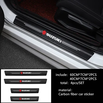 Pro Suzuki Swift, SX4, Jimny Ignis Alto Samurai Baleno Grand Car styling Dveře Auta Práh Carbon Fiber Šoupat Deska Samolepky 4ks