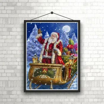 Santa Claus DIY 5D Diamond Obraz Plný Vrták Kolo Diamond Výšivky Drahokamu Mozaika Kreslené Vánoční Sněhulák Domova
