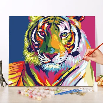 Barevné Tygr, Zvířata, Abstraktní Diy Digitální Malování Podle Čísel Moderní Umění Zdi Obraz Pro Domácí Zeď Kresby, Kreativitu A Diy Hračka