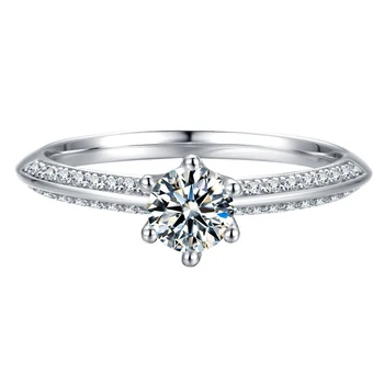 OEVAS Skutečné 0.5 Carat D Barva Moissanite Prsteny Pro Ženy 925 Sterling Silver Šumivé Svatební Party Jemné Šperky