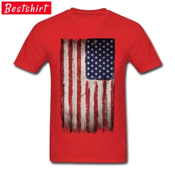 Vintage Americká Vlajka Grunge T Shirt O-Neck Čisté Bavlny Vlastních Mužů T Košile 2018 est Liverpool Den Nezávislosti Tričko