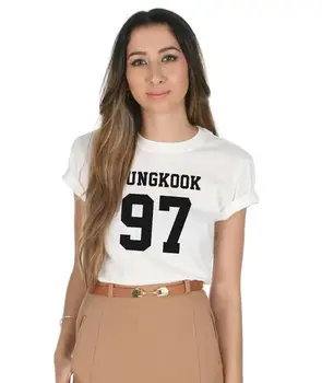 Jungkook 97 Žen tričko Ležérní Bavlněné Bederní Vtipné tričko Pro Lady Yong Girl Top Tee Drop Loď ZY-121