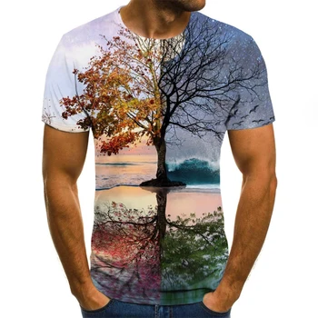 2020 Nové Muže 3D T-shirt Ležérní Krátký Rukáv O-Neck Fashion Přírody Tištěné t košile Muži Odpaliště