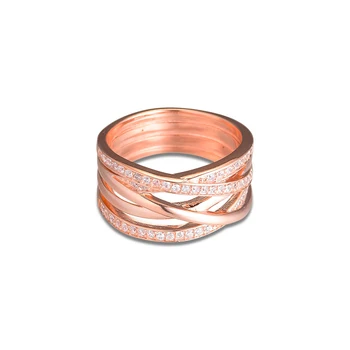 Propletené Prsteny s Růžové Zlato Barva 925 Sterling-Stříbra-Šperky Doprava Zdarma