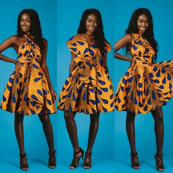 2019 Zpráv v Tisku Africké Šaty pro Ženy Multiway Nosit bez Rukávů Ležérní Streetwear Strana Dashiki Oblečení Vestidos Bazin Župan