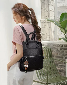2021 nové dámské batoh retro ženy rameno kabelka z měkké kůže batoh dámské cestovní batoh módní mládež školní tašku