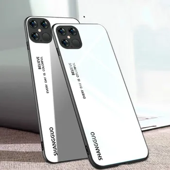 Tvrzené Sklo Telefon pouzdra pro iPhone 12 12pro 12 Pro Max Ultra Tenké Aurora Postupné Shell s Krk a Držák