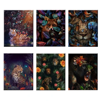 Moderní Zvířat, Lev, Zebra, Orangutan Plátně Obraz Na Zeď Home Dekor Plakáty, Tisky, Nástěnné Obrázky pro Obývací Pokoj Cuadros