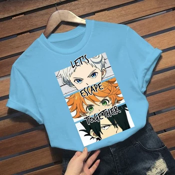 Zaslíbené Země-Nezemě Tričko Emma Norman Ray Tištěné Muži Anime Grafické T Košile