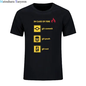 Letní Nové Módní T-košile Muži Bavlna Top Kvalita Vtipné Programátor Tričko - V Případě Požáru Git Push Out T Košile