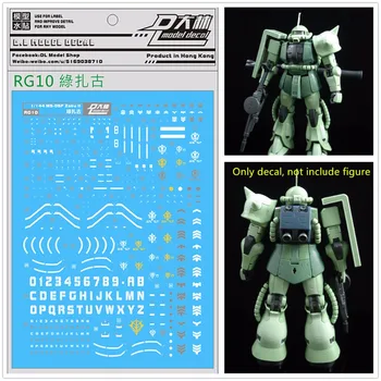 D. L vysoce kvalitní vody Obtisk vložit Pro Bandai RG 1/144 MS-06 Zelené Zaku Gundam Kovu stříbrné barvy DL050*