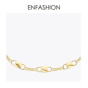 ENFASHION Zámek Crystal náhrdelník Náhrdelník Ženy Zlaté Barvy z Nerezové Oceli Punk Přívěsky Náhrdelníky Femme Módní Šperky P193037