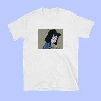 Kuakuayu HJN jsem Tak Unavený Z Lidí, Estetické Grunge Animovaný Kreslený T-Shirt Bokovky Roztomilé Meme Tričko