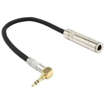 6,35 mm Samice Mono na 3,5 Konektor Samec Jack Stereo hi-fi Mikrofon o Prodlužovací Kabel Krátký 90 ° Úhlová o-Line kabel