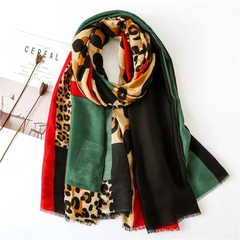 Luxusní značky zimní šály, dámské bavlněné materiál Tisk leopardo Bavlna Módní šátek lady Opalovací krém Soft Pashminas šály