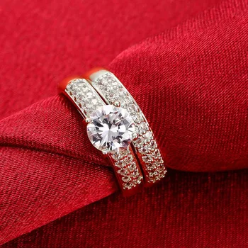 YINHED Svatební Kapely Prsteny Nastavit Pevné 925 Sterling Silver 1.5 Karát Sona CZ Diamand Zásnubní Prsten pro Ženy ZR284
