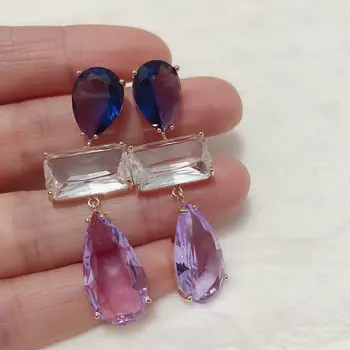Fashion cz fialové drop náušnice pro ženy, svatební šperky dárek